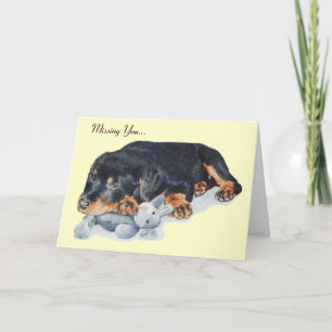 cute rottweiler puppy dog missing you card