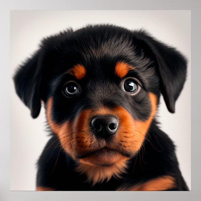 Cute Rottweiler Puppy Dog Portrait Poster (Front)