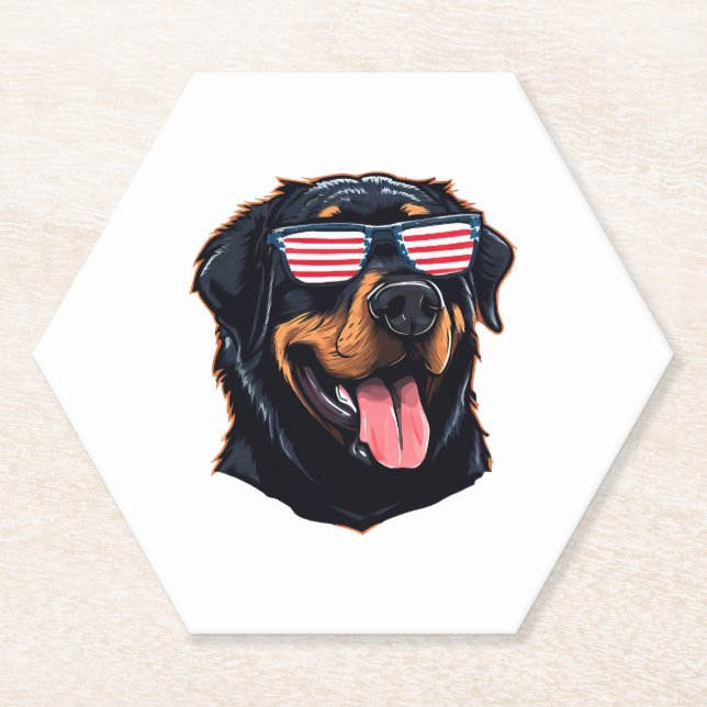 Cute Rottweiler Puppy Paper Coaster (Front)