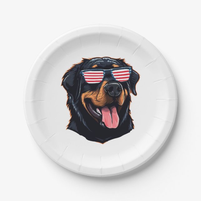 Cute Rottweiler Puppy Paper Plates (Front)