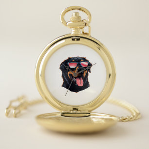 Cute Rottweiler Puppy Pocket Watch