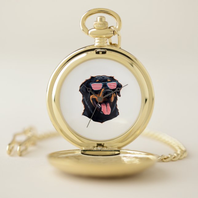 Cute Rottweiler Puppy Pocket Watch (Inside)