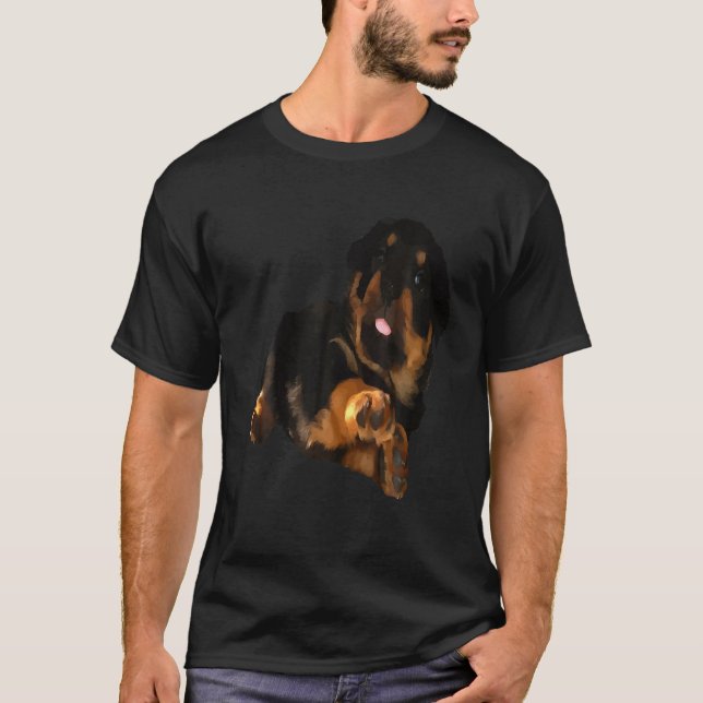 Cute Rottweiler Puppy Vector T-Shirt (Front)