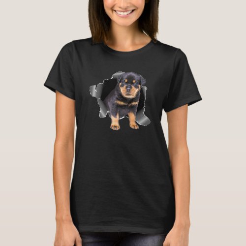 Cute Rottweiler Torn Cloth _Rottweiler Lover Dog O T_Shirt