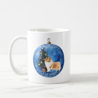Cute Rough Collie Christmas Ceramic Mug