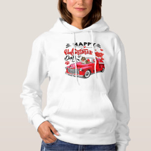 Cute Rough Collie Red Truck Happy Valentines Day V Hoodie
