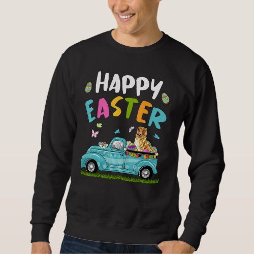 Cute Rough Collie With Bunny Ears Egg Hunting Truc Sweatshirt