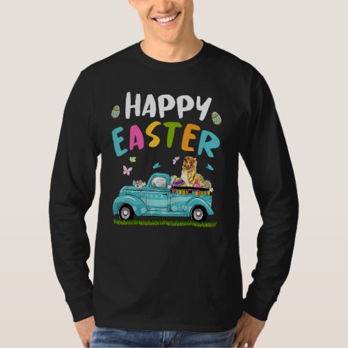Cute Rough Collie With Bunny Ears Egg Hunting Truc T_Shirt