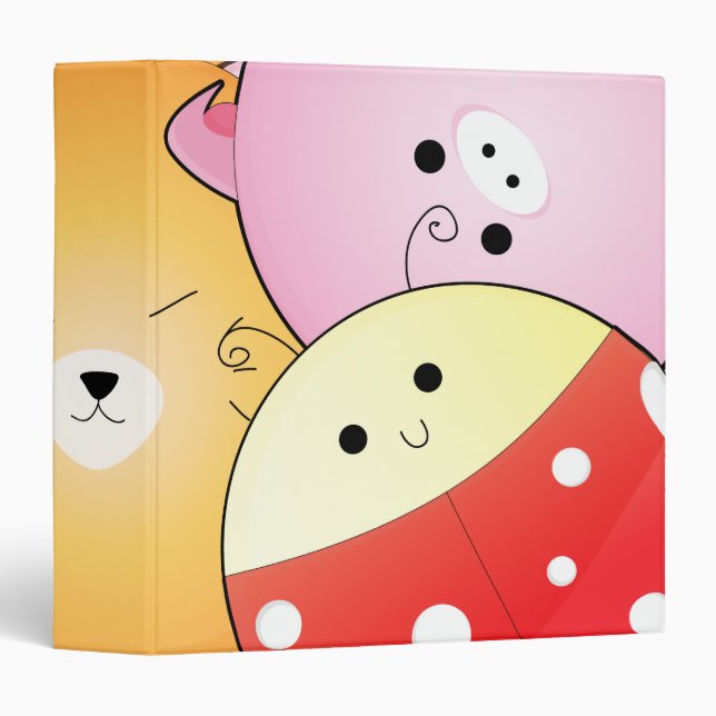 cute round animals notebook 3 ring binder (Front/Spine)