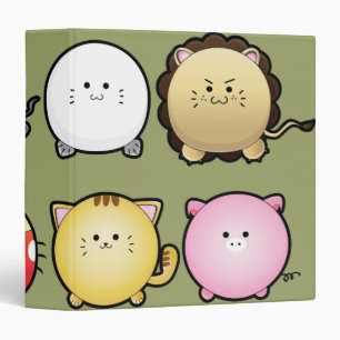 cute round animals notebook binder