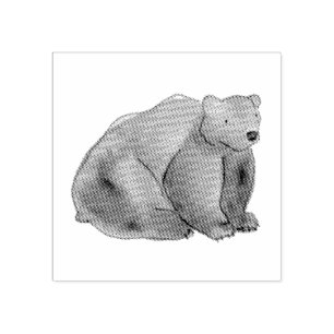 Cute Round Bear Rubber Stamp