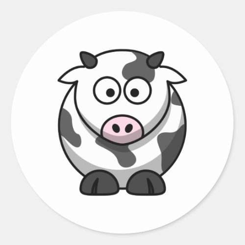 Cute Round Cartoon Cow Classic Round Sticker