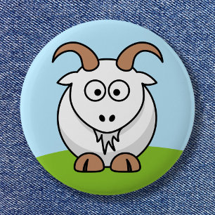 Cute Round Cartoon Saanen Goat Button