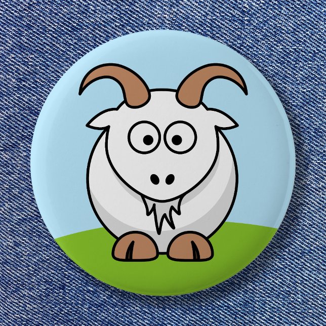 Cute Round Cartoon Saanen Goat Button (Saanen Goat Button)