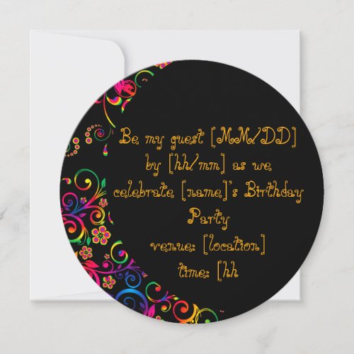 Cute Round Colorful Pink and Yellow Birthday Invit Invitation