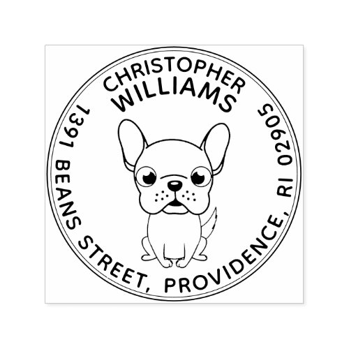 Cute Round French Bulldog Return Address Self_inking Stamp