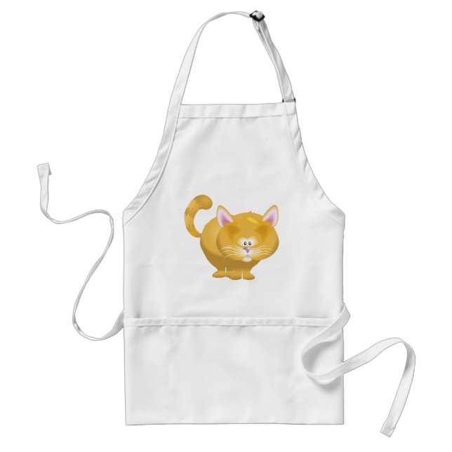 Cute Round Ginger Tabby Cat Adult Apron (Front)