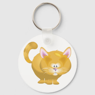 Cute Round Ginger Tabby Cat Keychain