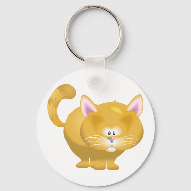 Cute Round Ginger Tabby Cat Keychain (Front)