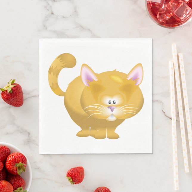 Cute Round Ginger Tabby Cat Napkins (Insitu)