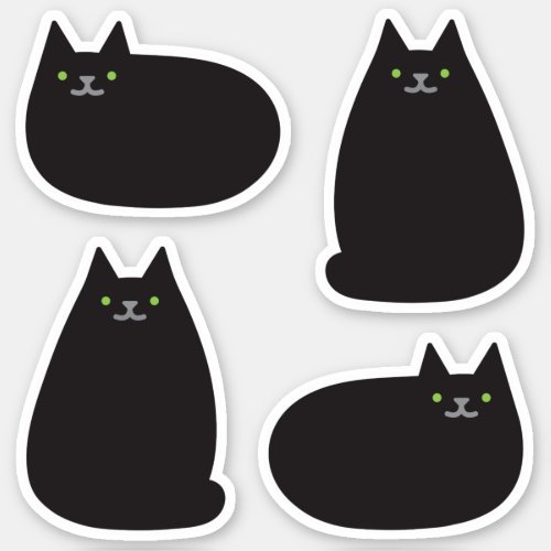 Cute Round Kawaii Black Cat Sticker