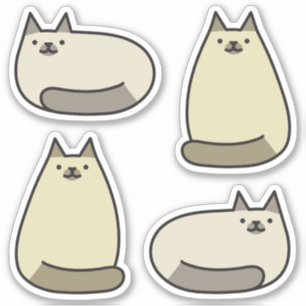 Cute Round Kawaii Gray Siamese Cat Sticker