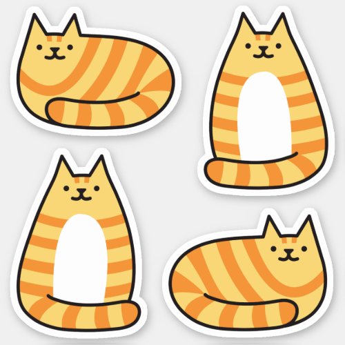 Cute Round Kawaii Stripey Orange Tabby Cat Sticker