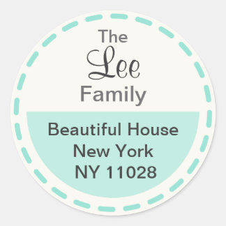 Cute Round Labels (green stitches)