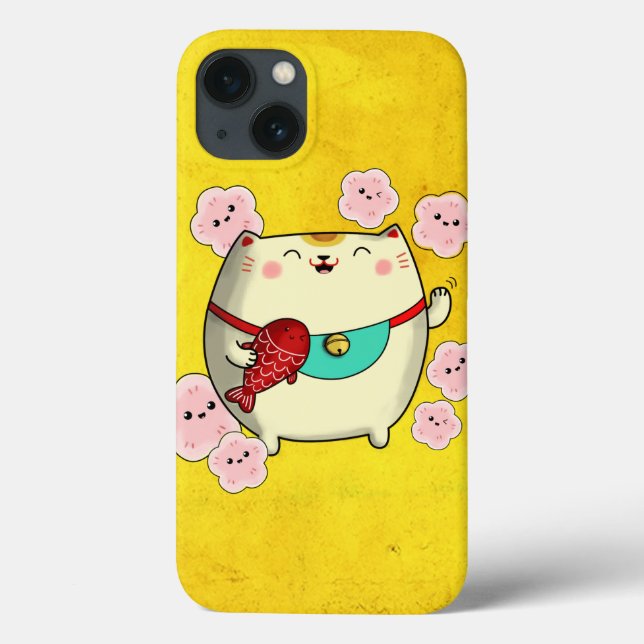 Cute Round Maneki Neko Cat Case-Mate iPhone Case (Back)