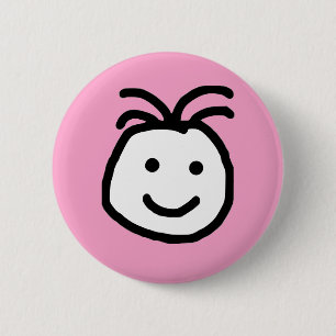 Cute Round Smiling Happy Face Pink Button
