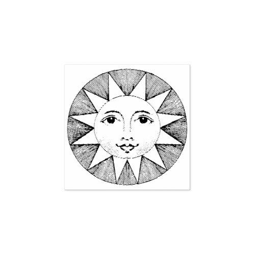 Cute Round Smiling Sun Mini Art Rubber Stamp