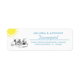 Cute Row Boat Sunshine Return Address Label