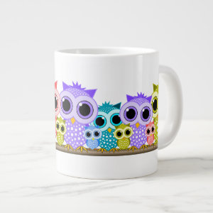 cute row of owls giant coffee mug