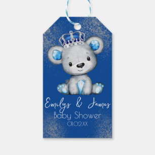 Cute Royal Blue Bear Boy Baby Shower  Gift Tags