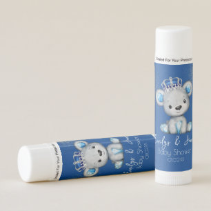 Cute Royal Blue Bear Boy Baby Shower Lip Balm