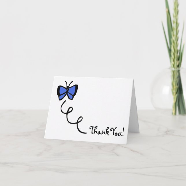 Cute Royal Blue Butterfly Thank You Card (Front)