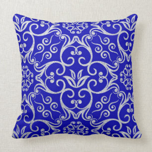 Cute Royal blue pattern decor pillow