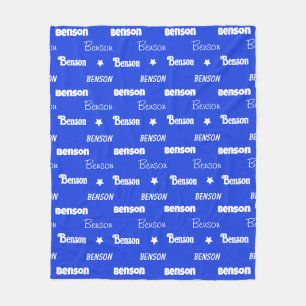 Cute royal blue repeating name personalized fleece blanket