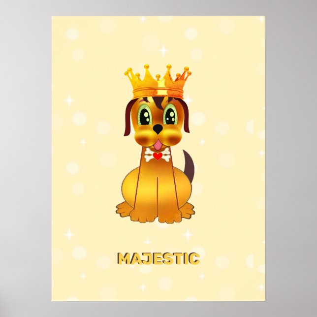 Cute Royal Puppy Dog Cartoon Poster (Front)