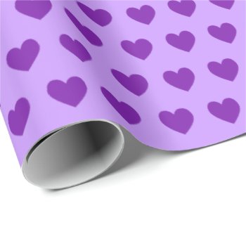 Cute Royal Purple Hearts Pattern Wrapping Paper by purplestuff at Zazzle