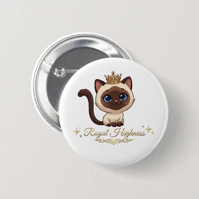  Cute Royal Siamese Cat Button (Front & Back)