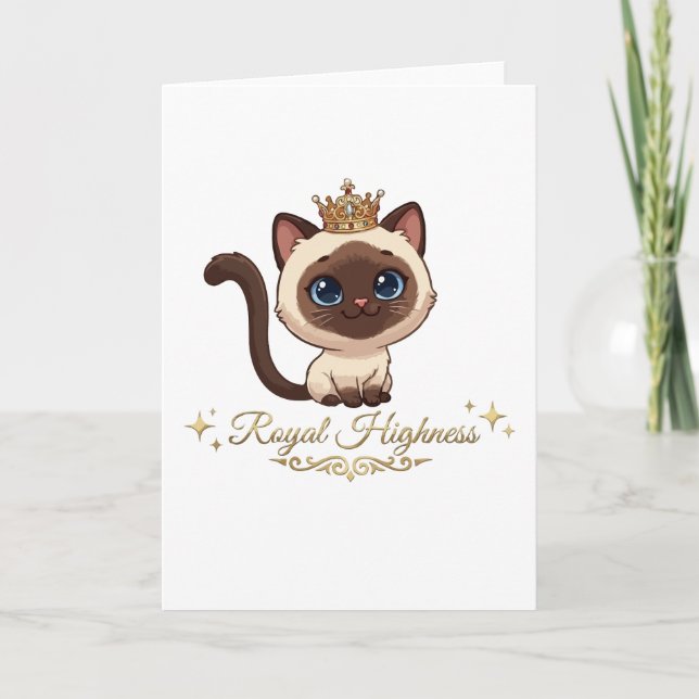  Cute Royal Siamese Cat Card (Front)