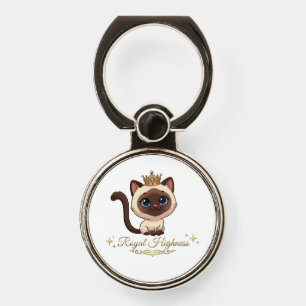 Cute Royal Siamese Cat Phone Ring Stand