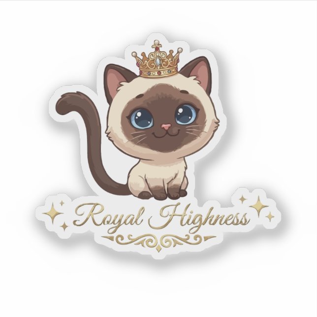  Cute Royal Siamese Cat Sticker (Front)