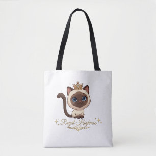 Cute Royal Siamese Cat Tote Bag