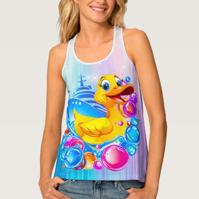 Cute Rubber Duck and Cruise Ship  Tank Top (Front)