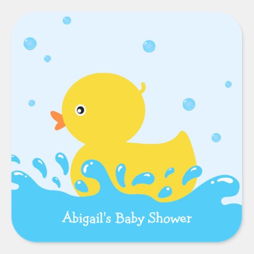 Cute Rubber Duck Baby Boy Baby Shower Square Sticker