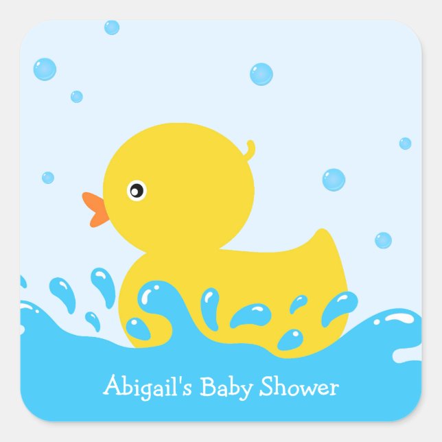 Cute Rubber Duck Baby Boy Baby Shower Square Sticker (Front)