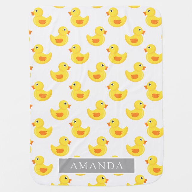 Cute Rubber Duck Baby Receiving Blanket (Front)
