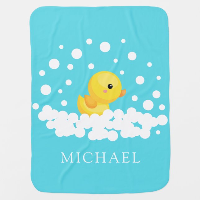 Cute Rubber Duck Baby Receiving Blanket (Front)